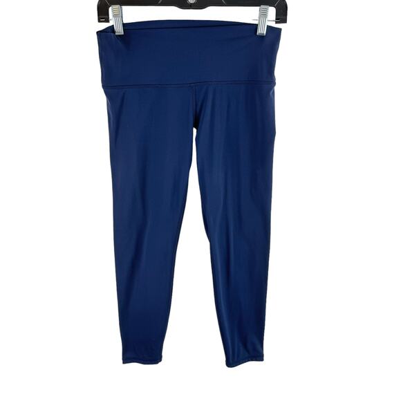 Zyia Active Navy Blue Athletic Cropped High Waist Pull On Nylon Yoga Leggings 4 - Picture 1 of 4